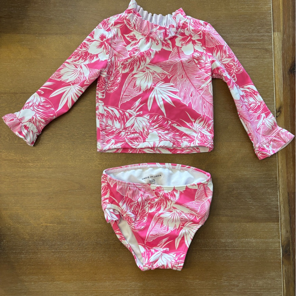 Pink Floral Kids Swim Set